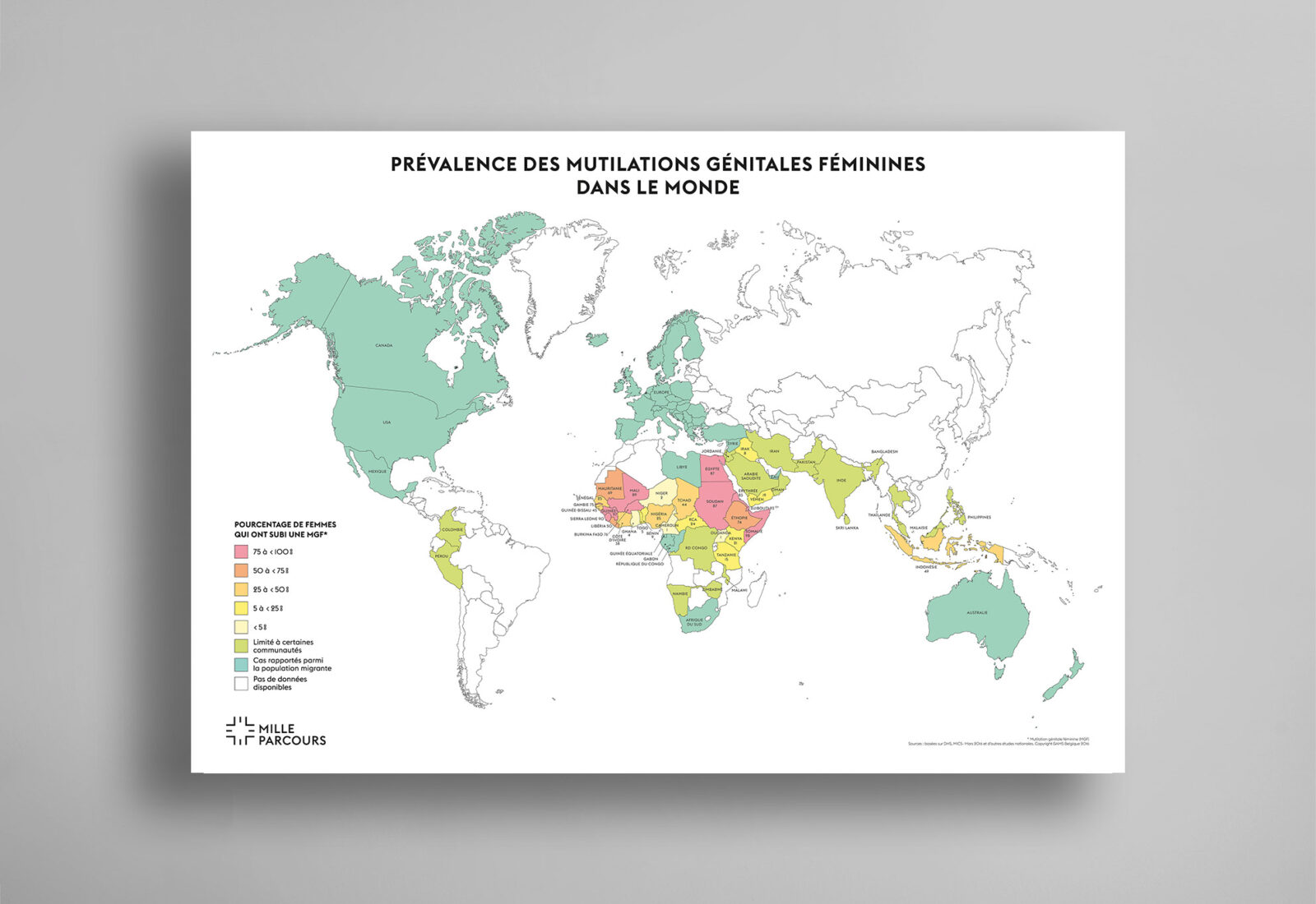 Carte du monde de répartition des MGF